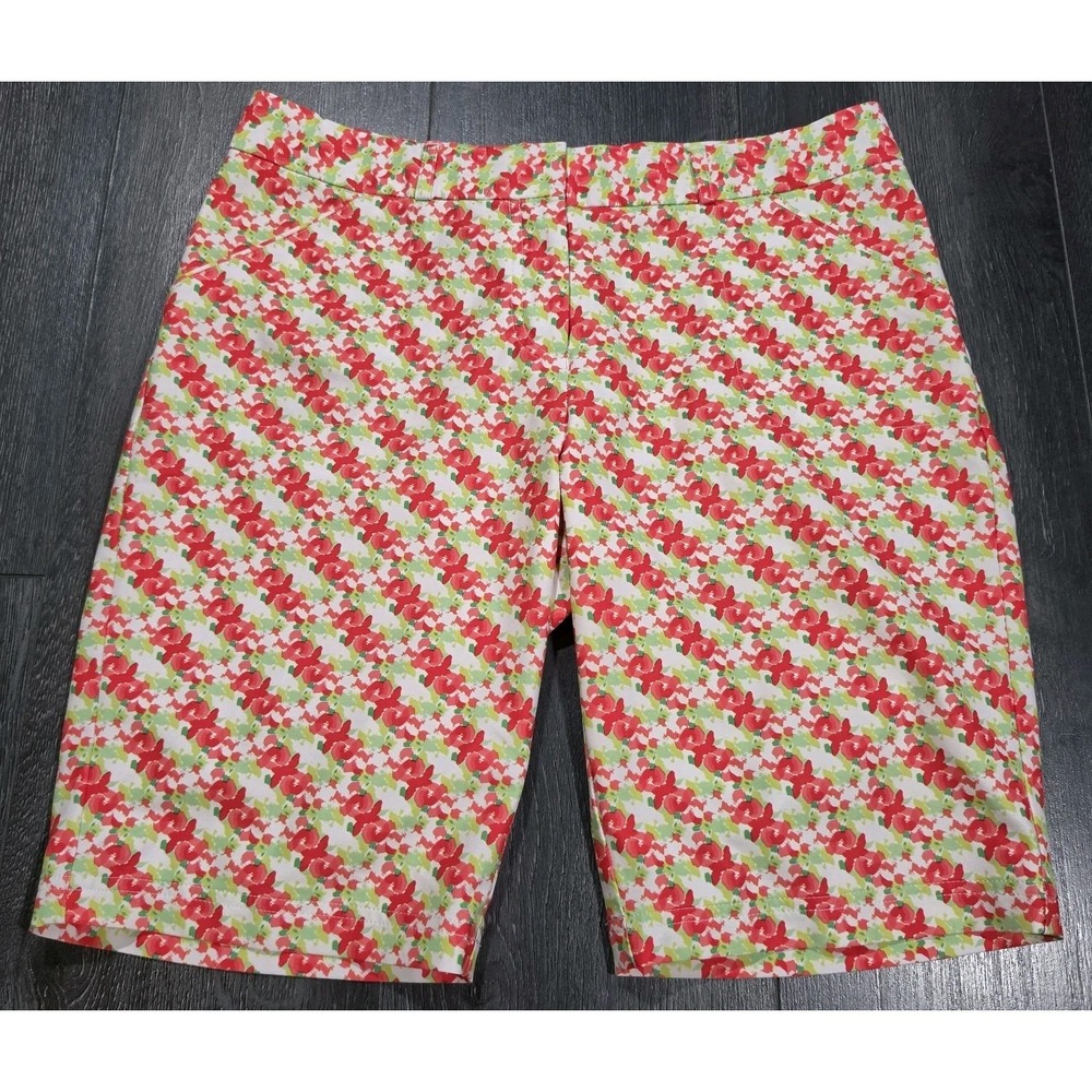 Peter Millar Bermuda Golf Shorts Womens 6 Multicolor Floral Stretch Preppy 11"